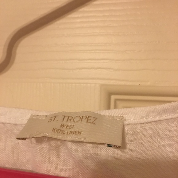 100% Linen Quarter Sleeve White Top- Leather String Neck - Picture 6 of 10